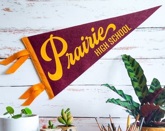 SCHOOL SPIRIT Custom Felt Pennant | Graduation Gift | Photo Prop | Grad Party Decor