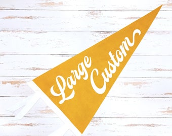 LARGE CUSTOM PENNANT | Personalized Felt Pennant | 12 x 24 Inch Size | You Pick The Colors and Text