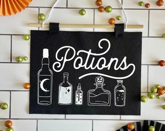 Halloween Party "Potions" Bar Sign Wall Hanging - 10x12 inches
