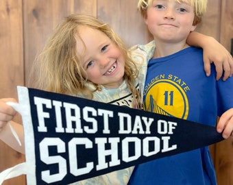 First Day of School and Last Day Of School Reversible Pennant, Double Sided 9x18 inch Flag for Kids Back to School