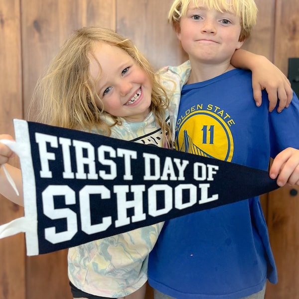 First Day of School and Last Day Of School Reversible Pennant,  9x18 inch Flag for Back to School