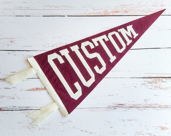 CUSTOM Premium Stitched All-Felt Pennant |  9x18 inch Banner with Ties