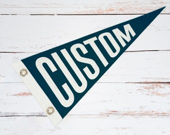 CUSTOM Felt Letter Authentic Pennant | 9x18 inch Flag with Grommets