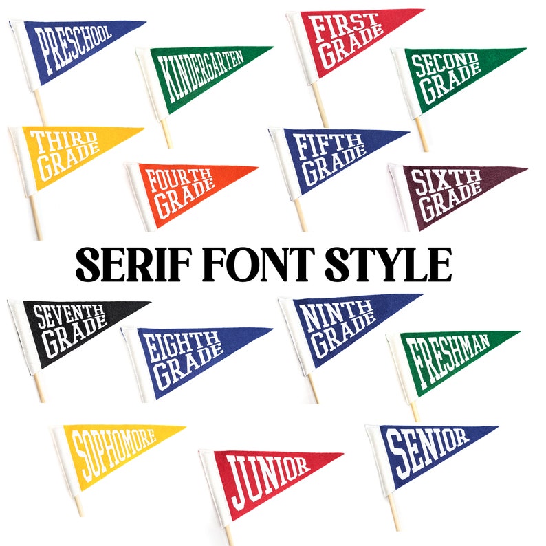 SCHOOL GRADE PENNANT | First Day of School Photo Prop | Mini or Medium ...