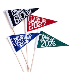 CLASS OF 2027 or 2026, Congrats Grad Mini Pennant | First Day or Last Day of School Party Decoration Photo Prop