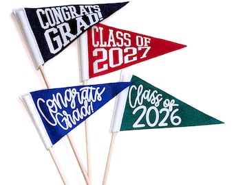 CLASS OF 2027 or 2026, Congrats Grad Mini Pennant | First Day or Last Day of School Party Decoration Photo Prop