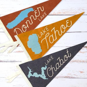 Pennant personalizzato per lago: la tua sagoma di lago preferita, decorazione da parete con pennant in feltro
