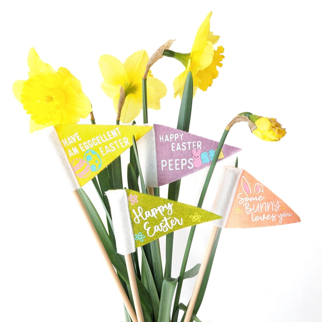 EASTER Basket Tiny Pennants | Mini Flags on a Stick | for Decor, Gifts ...