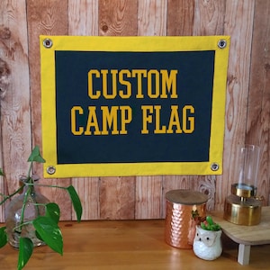 CUSTOM LARGE Felt Camp Flag, 15x20 inch Personalized Banner