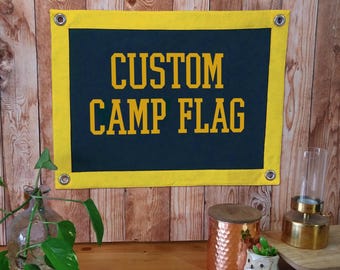 CUSTOM LARGE Felt Camp Flag, 15x20 inch Personalized Banner