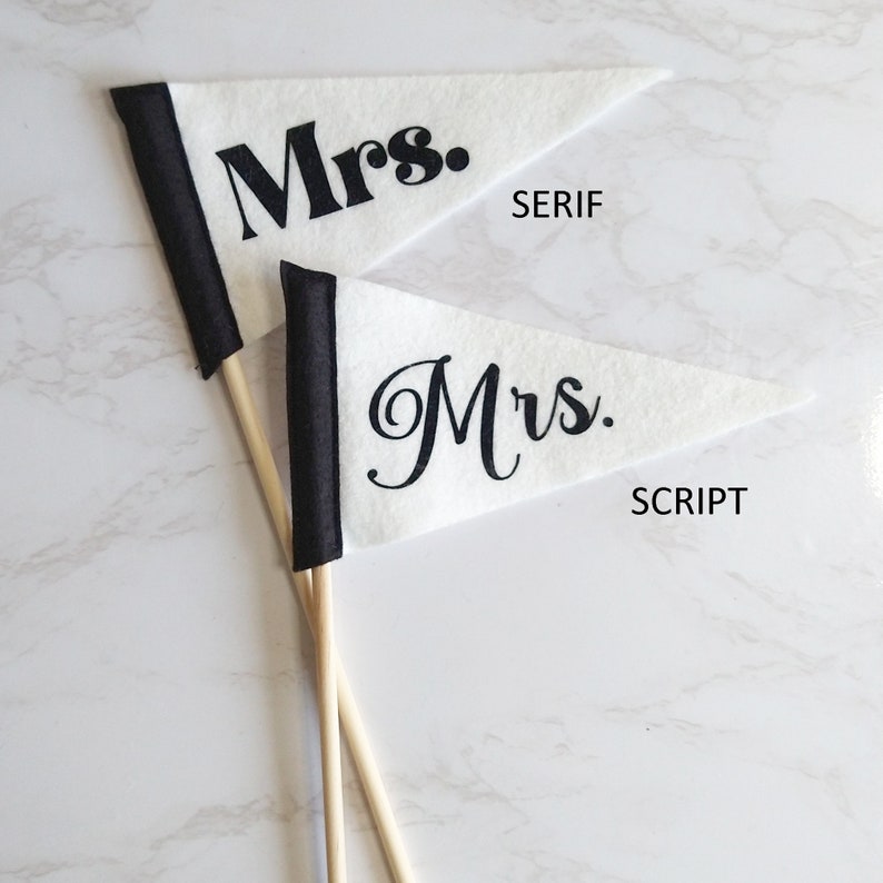 Mr. and Mrs. Mr. and Mr. Mrs. and Mrs. Mini Pennants Set of 2 Wedding Decor or Elopement Announcement image 2