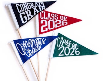 CLASS OF 2026 or Congrats Grad Mini Pennant | First Day or Last Day of School Party Decoration Photo Prop or Centerpiece