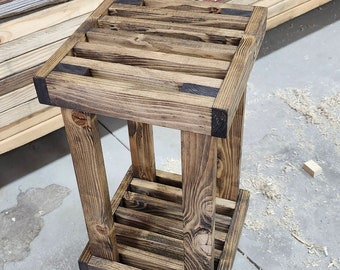 Stand for Indoor Plants, Small Accent Table for Plants, Wood Accent Stool, Side Table, Porch Stand for Potted Plants, Reclaimed Rustic Table