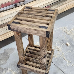 Stand for Indoor Plants, Small Accent Table for Plants, Wood Accent Stool, Side Table, Porch Stand for Potted Plants, Reclaimed Rustic Table