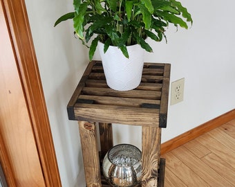 Plant Stand, Indoor Plant Stand, Accent Table, Side Table for Plant Decor, Small Rustic End Table, Plant Holder, Tall Plant Stand
