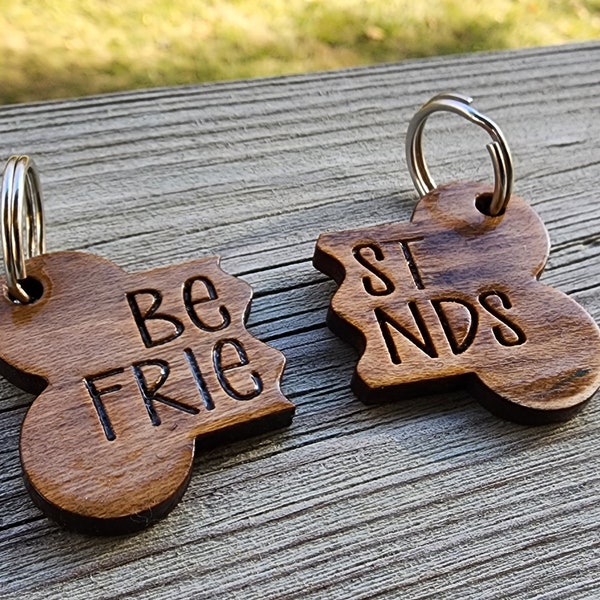 Wooden Dog Tags, Best Friends Dog Tag, Dogs best friend, split necklace dog tag, matching halves, BFF dog tags, best friends split bone