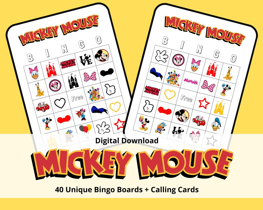 Mickey Mouse Bingo | Mickey Mouse Games | Mickey Mouse Birthday - Etsy