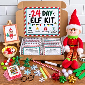 24-Day Elf Kit | 24 Christmas Activities | Easy Setup, Reusable Props, Family Friendly