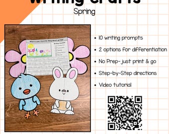 Spring Writing Crafts | 10 Creative Writing Prompts | No Prep | K - 3rd Grade