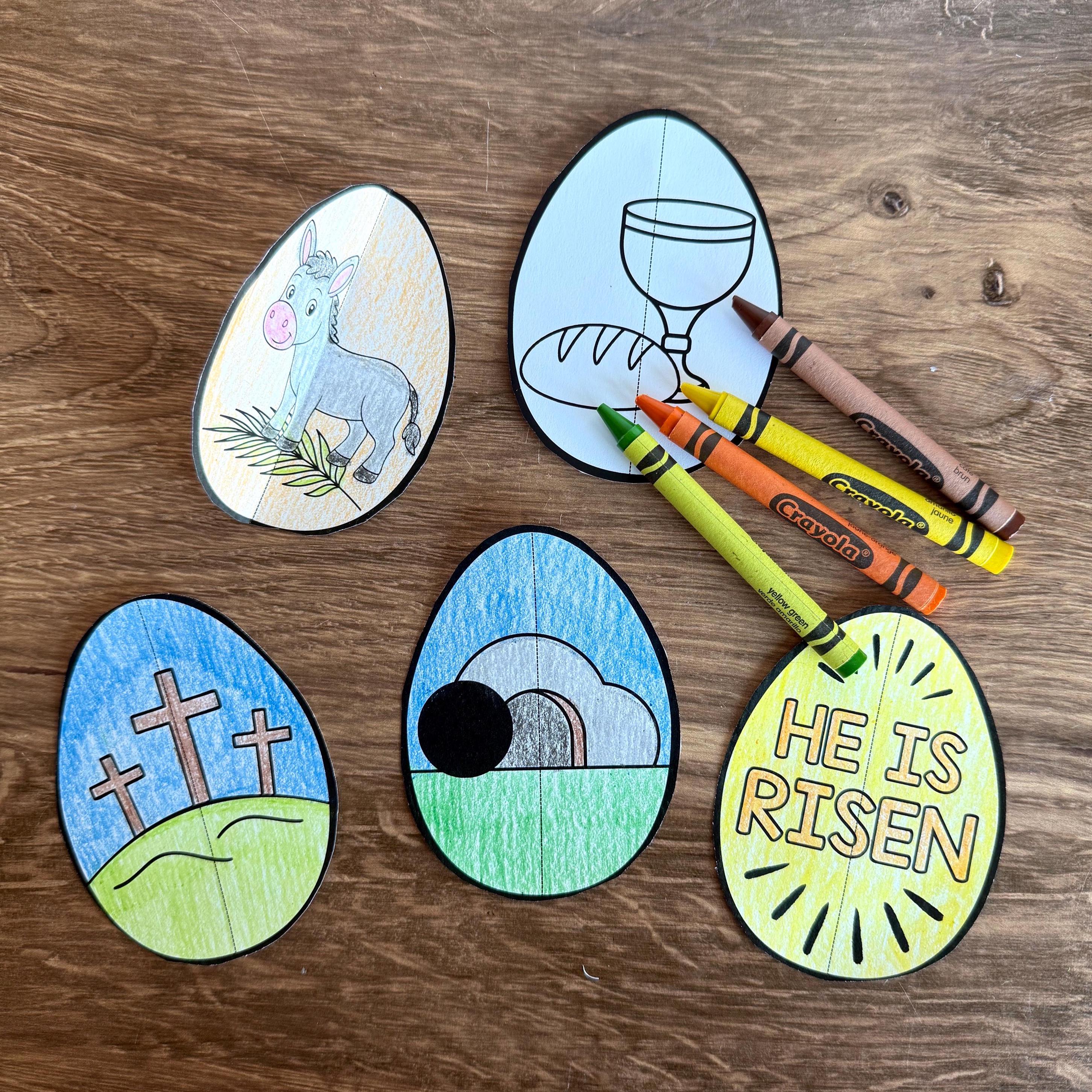 Easter Egg Coloring Craft, He is Risen Activity (digital Download) - Etsy