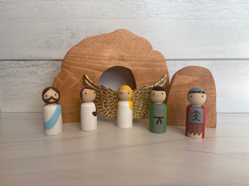 Easter Peg Doll Set Resurrection Toy Easter Decor image 1