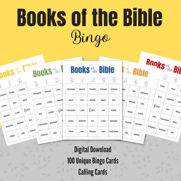 Books of the Bible Bingo | Books of the Bible Game | Sunday School Bingo | Bible Bingo