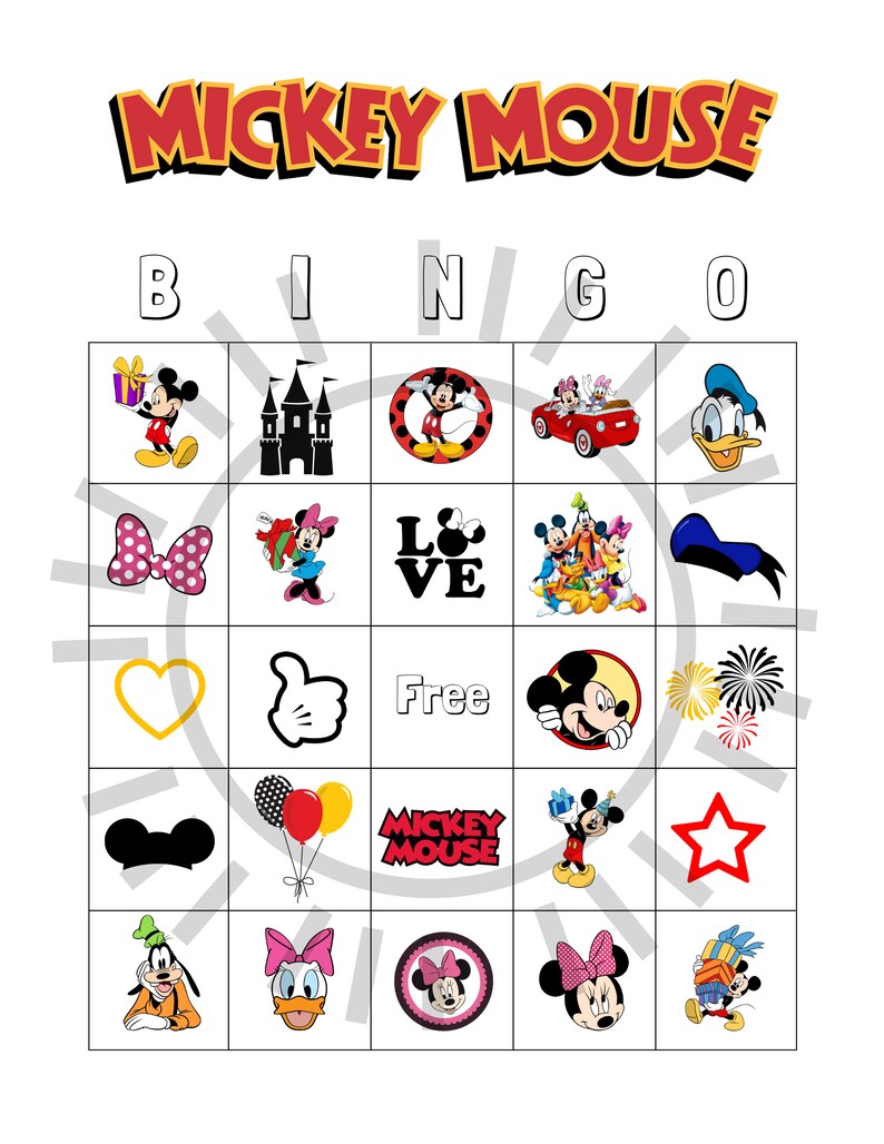 Mickey Mouse Bingo Mickey Mouse Games - Etsy