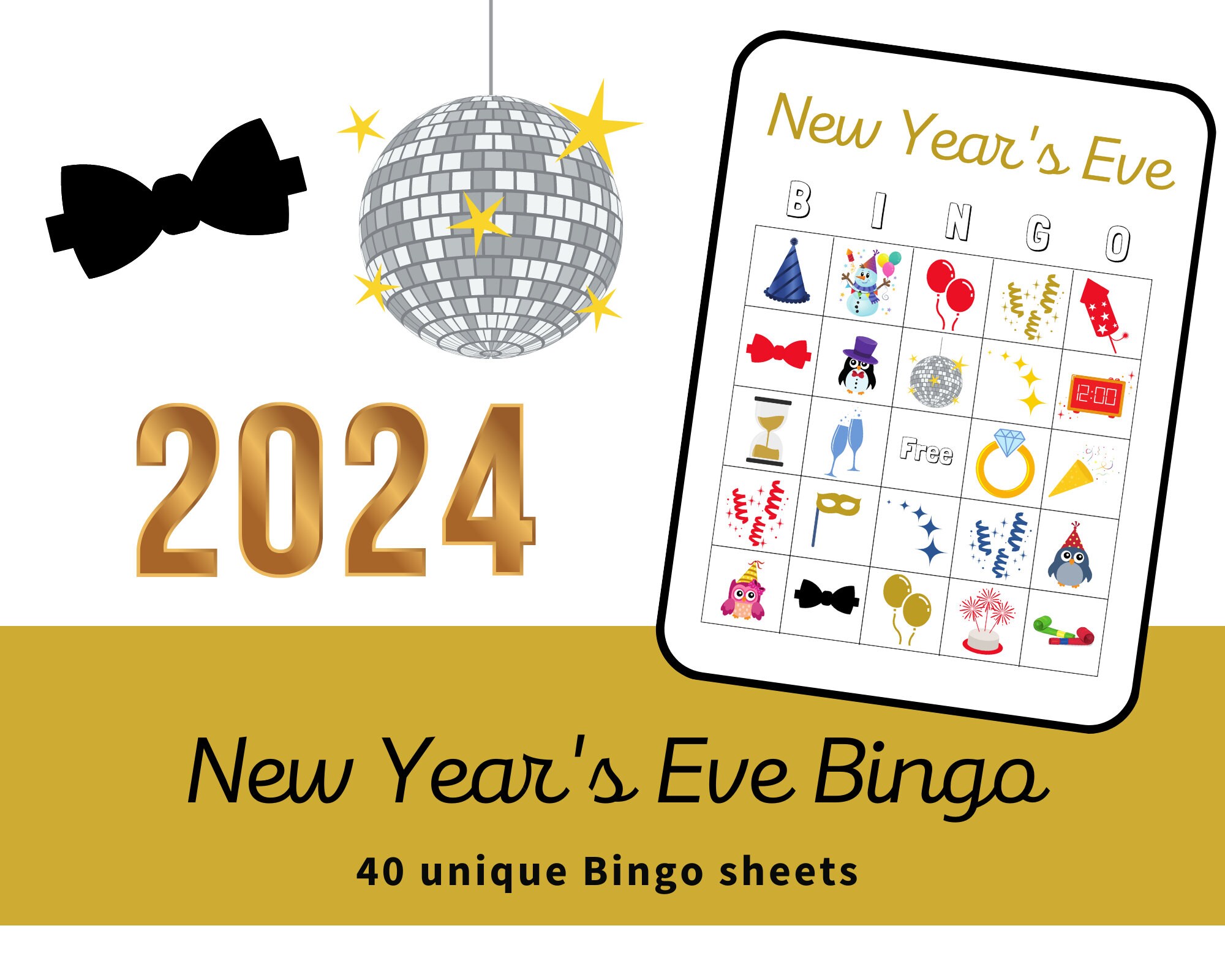 New Year's Bingo - Free Printable New Years Bingo Cards (40 cards🐡 ...