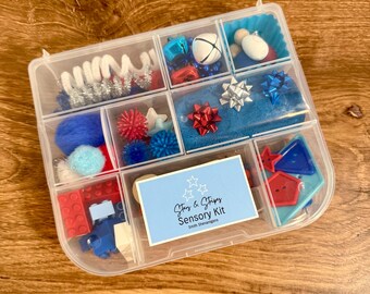 Stars & Stripes Sensory Kit | 4th of July Sensory Play | Busy Box | Non-toxic Kinetic Sand | Birthday Favors