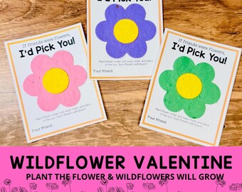 Wildflower Seed Paper Valentines: Plantable Classroom Valentines, Eco-Friendly, School Valentine Exchange