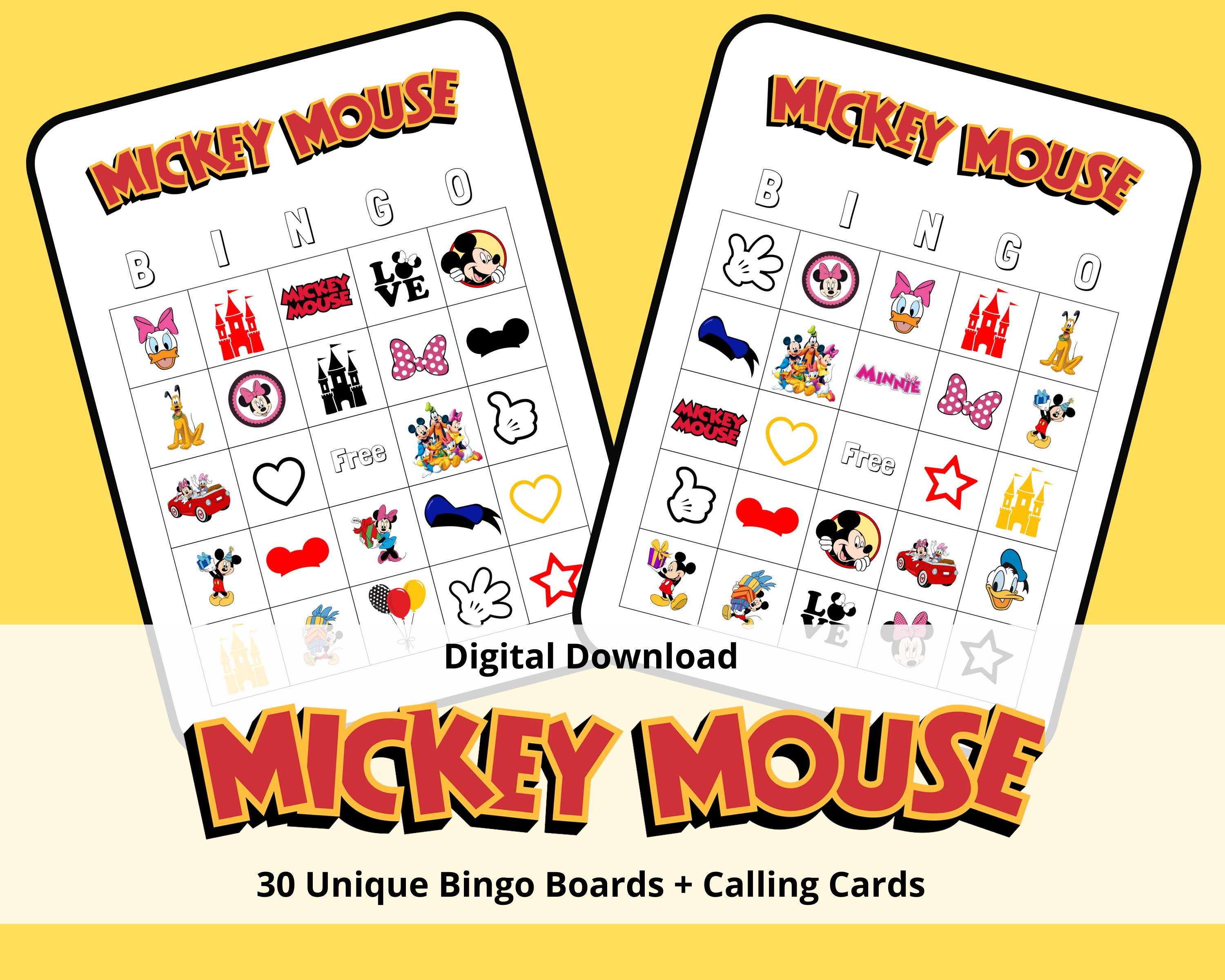 Mickey Mouse Bingo Mickey Mouse Games | Etsy