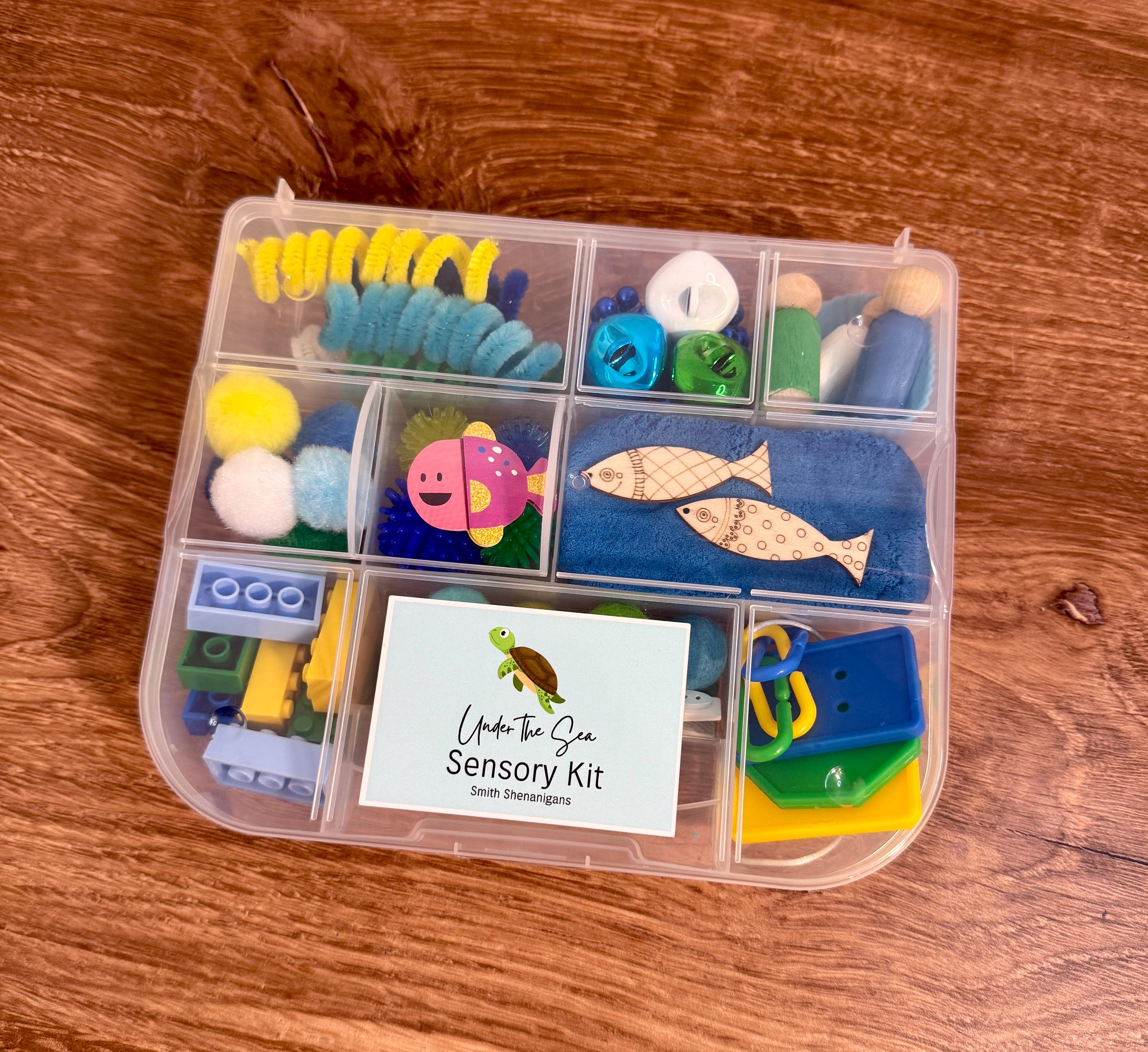 Under the Sea Sensory Kit | Busy Box | Non-toxic Kinetic Sand | Birthday Favors
