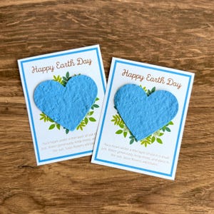 Earth Day Plantable Seed Paper Card: Eco-Friendly Blue Heart image 3