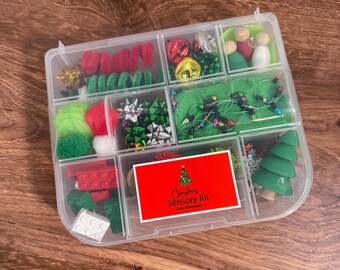 Christmas Sensory Kit | Winter Sensory Play | Busy Box | Non-toxic Kinetic Sand | Birthday Favors