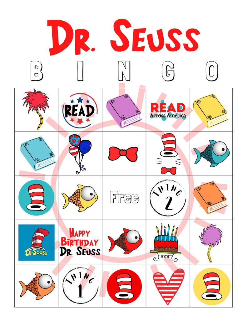 Read Across America Bingo Dr. Seuss Bingo Happy Birthday Dr. Seuss - Etsy