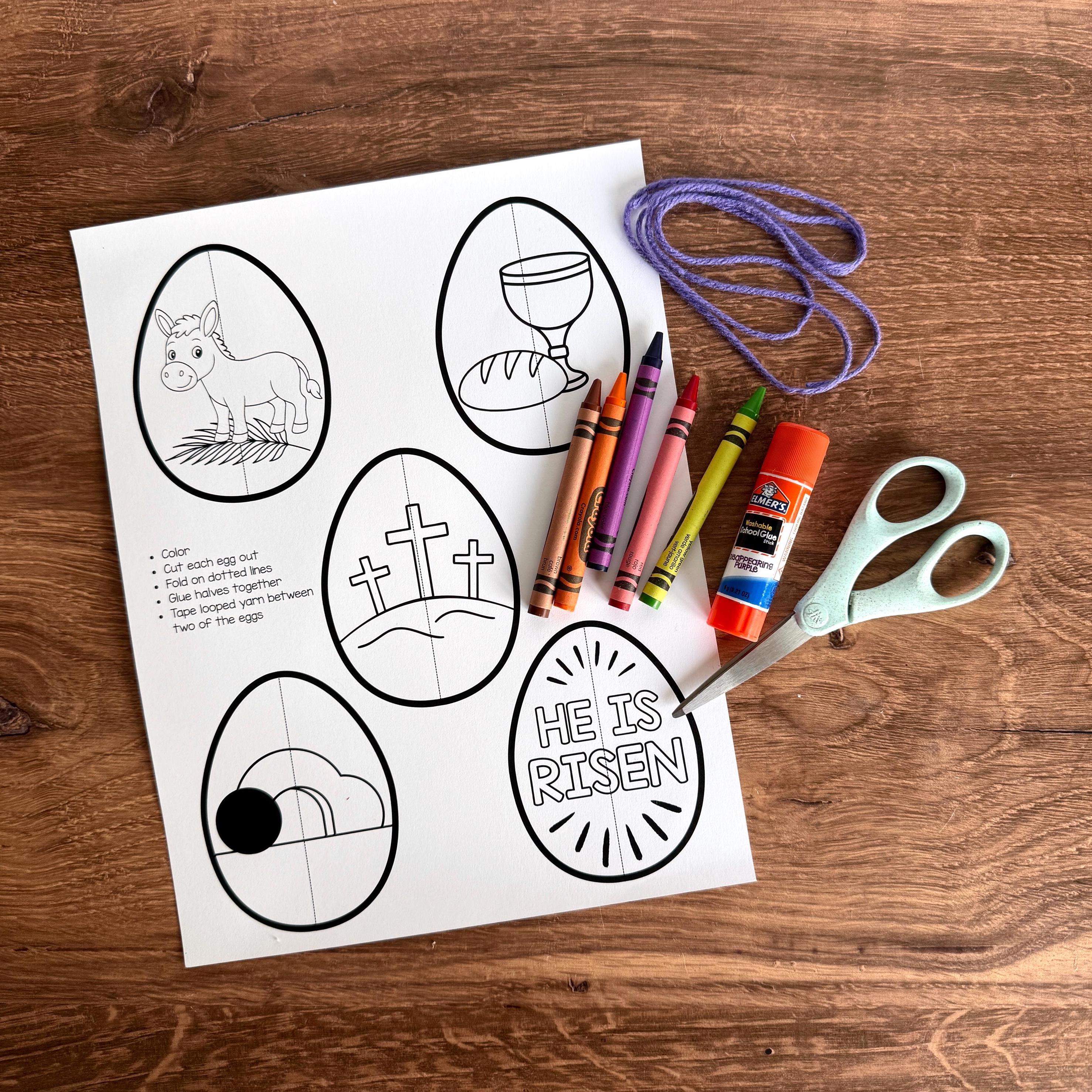Easter Egg Coloring Craft, He is Risen Activity (digital Download) - Etsy