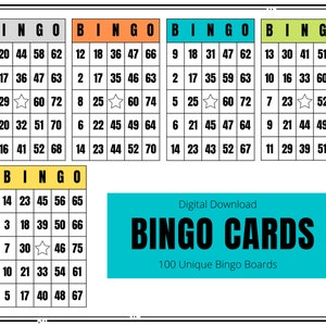 100 Bingo Cards | Bingo Printable | Bingo Digital Download | Bingo Boards