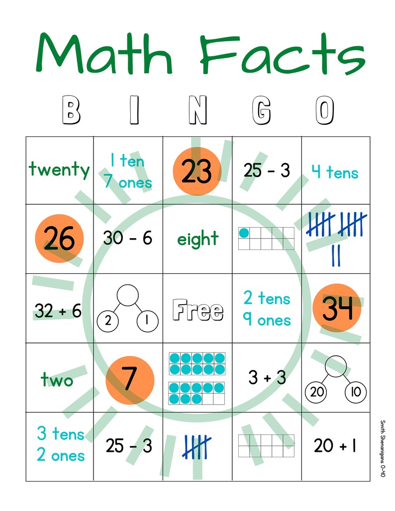Math Facts Bingo Subitizing Bingo Numbers 0 40 Math Bingo 1st 3rd Grade