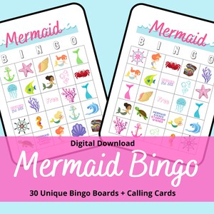Mermaid Bingo | Mermaid Party | Mermaid Party Game