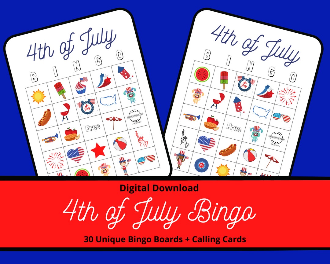 4th of July Bingo Independence Day Bingo Etsy