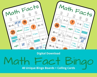 Math Facts Bingo | Subitizing Bingo | Numbers 0 - 40 | Math Bingo | 1st - 3rd grade | Homeschool | Math