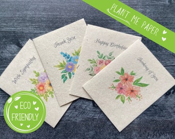 Wildflower Seed Paper Greeting Cards | Plant Me Greeting Cards | Set of 4 Cards | Eco-Friendly