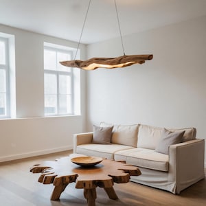 Live Edge  Ceiling Light Sculptural Pendant Fixture For Organic Modern Living Room or Artistic Minimalist Interiors