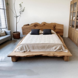 Minimalist Live Edge Headboard for Rustic Modern Bedroom