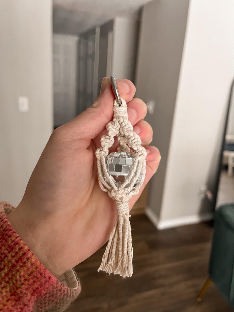 Mini Macrame Disco Ball Keychain - Etsy