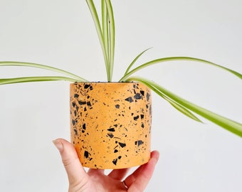 Round Indoor Plant Pot - Speckled Orange, Terrazzo Planter, Succulent Plant Pot, Pen Pot, Toothbrush Holder, Small Plant Pot, Plant Pot Gift