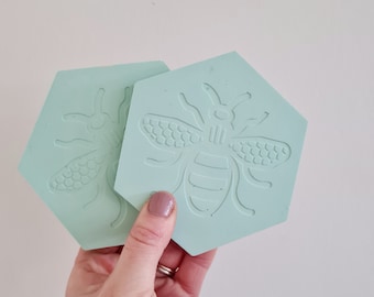 Mint Green Coasters, Bumble Bee Coasters, Set of Two Coasters, Drinks Coasters, Jesmonite Coasters, Home Accesories, New Home Gift