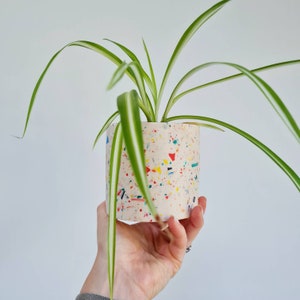 Round Indoor Pot, Rainbow Terrazzo, Succulent Plant Pot, Pen Pot, Toothbrush Holder, Make Up Brush Holder, Plant Gift, Terrazzo Pot image 2