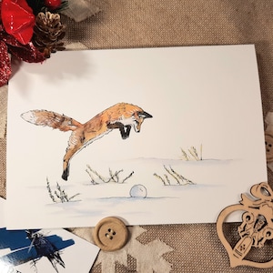 Carte de Souhaits - Carte de Noël - Renard Roux