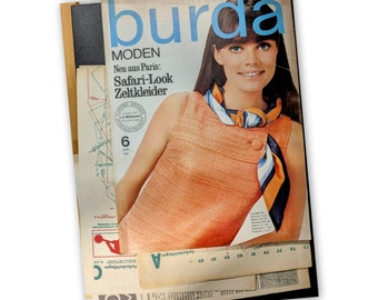 06/1967 Burda Moden, 60s, Vintage, Safari, Burda Fashion including sewing pattern complete